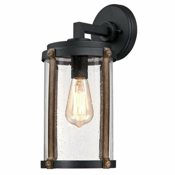 Brilliantbulb 1 Light Wall Fixture Accents & Clear Seeded Glass Textured Black & Barnwood BR2690076